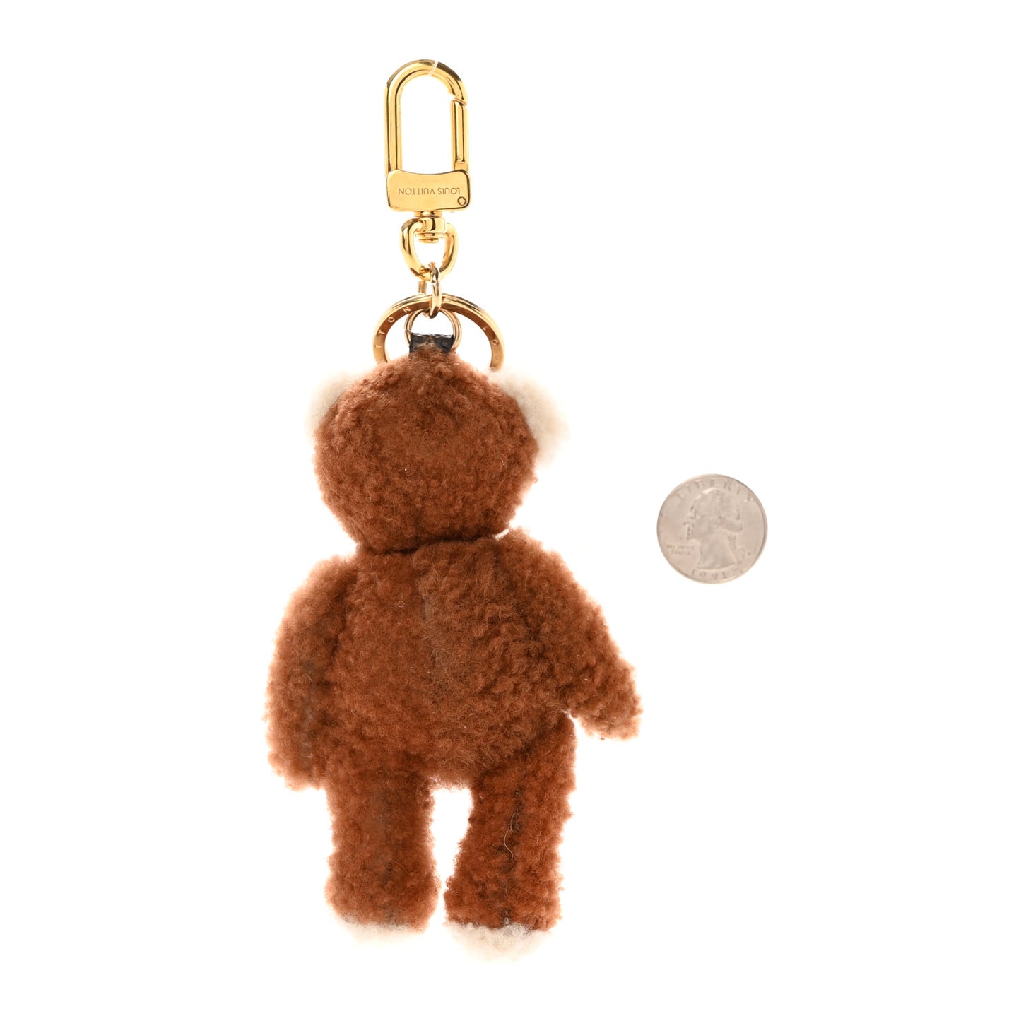 Shearling LV Teddy Bear Bag Charm Key Holder Black Pink