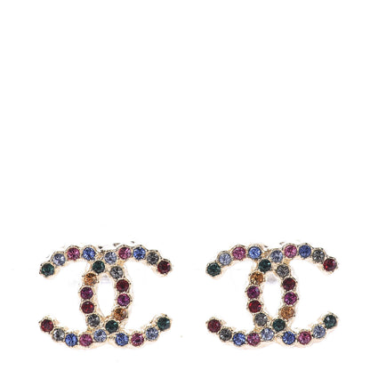 Chanel Crystal Over The Rainbow CC Earrings Gold Multicolor 1 of 5