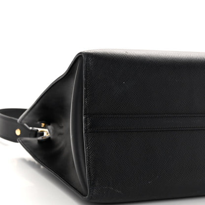 Prada Saffiano Cuir Calfskin Medium Monochrome Top Handle Tote Black 8 of 9