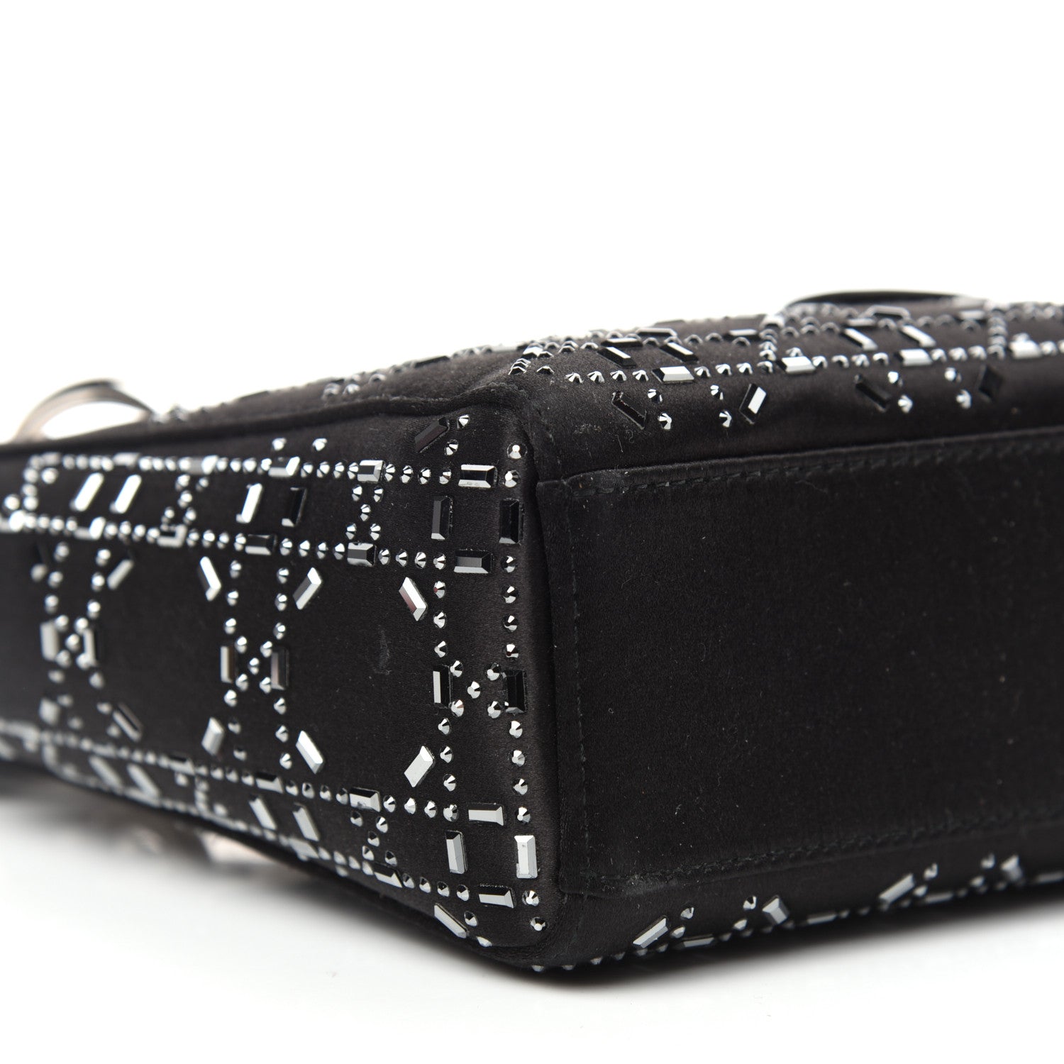 Christian Dior Satin Crystal Cannage Mini Lady Dior Black 7 of 9