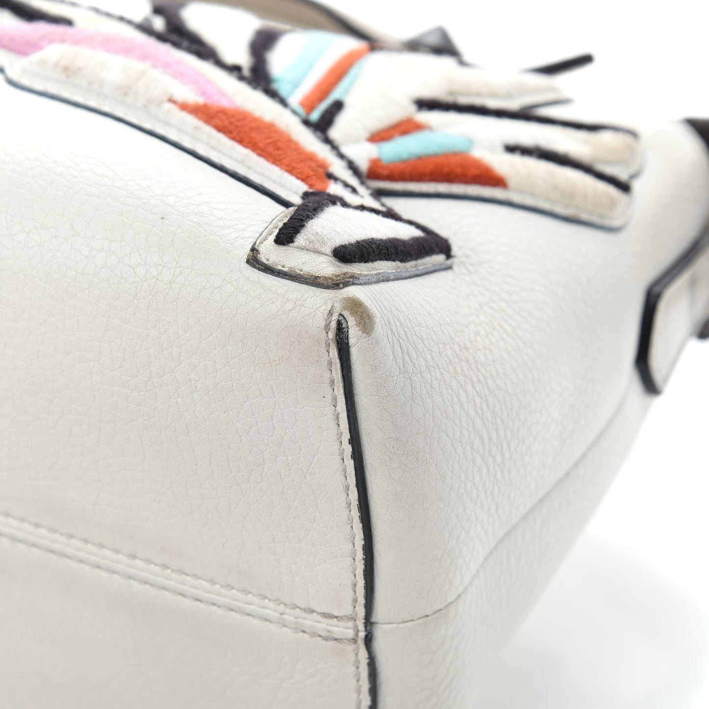 Vitello Dolce Bird of Paradise Embroidered Medium By The Way Boston Bag White Ice Multicolor