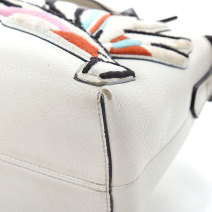 Fendi Vitello Dolce Bird of Paradise Embroidered Medium By The Way Boston Bag White Ice Multicolor 19 of 23