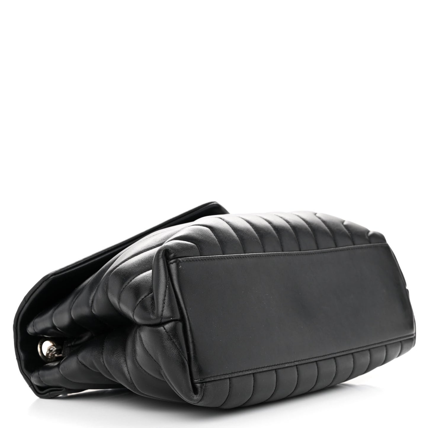 Calfskin Y Quilted Monogram Medium Loulou Chain Satchel Black