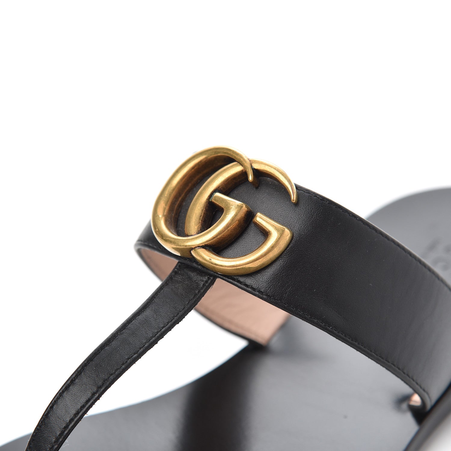 Gucci Calfskin GG Marmont Thong Sandals 38 Black 23 of 25