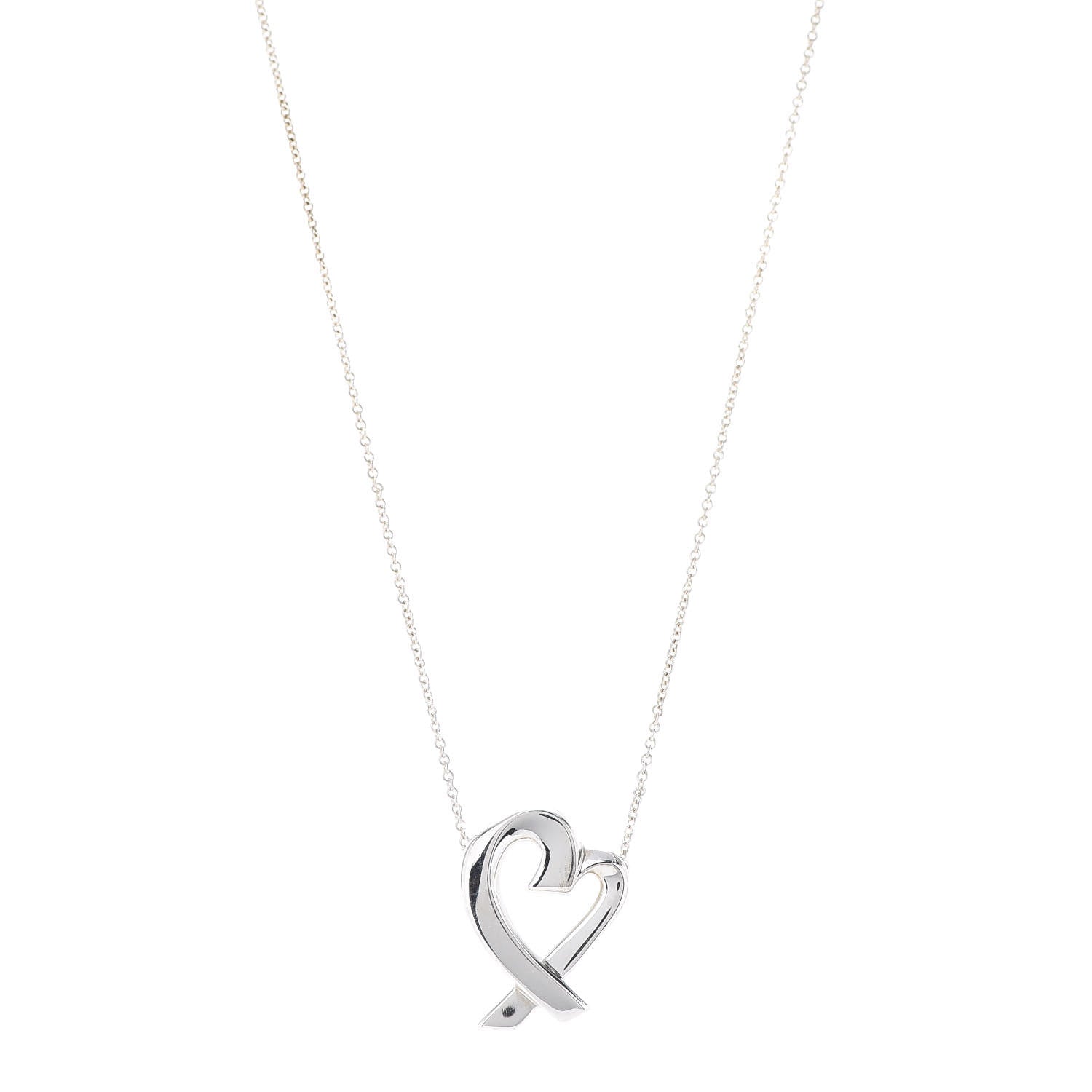 Tiffany Sterling Silver Paloma Picasso Loving Heart Pendant Necklace 1 of 8