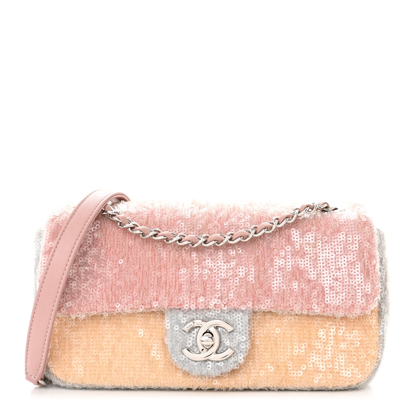 Sequin Mini Waterfall Flap Pink Blue Yellow
