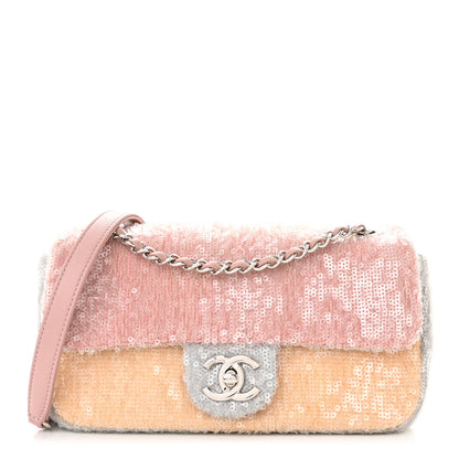 Chanel Sequin Mini Waterfall Flap Pink Blue Yellow 1 of 10