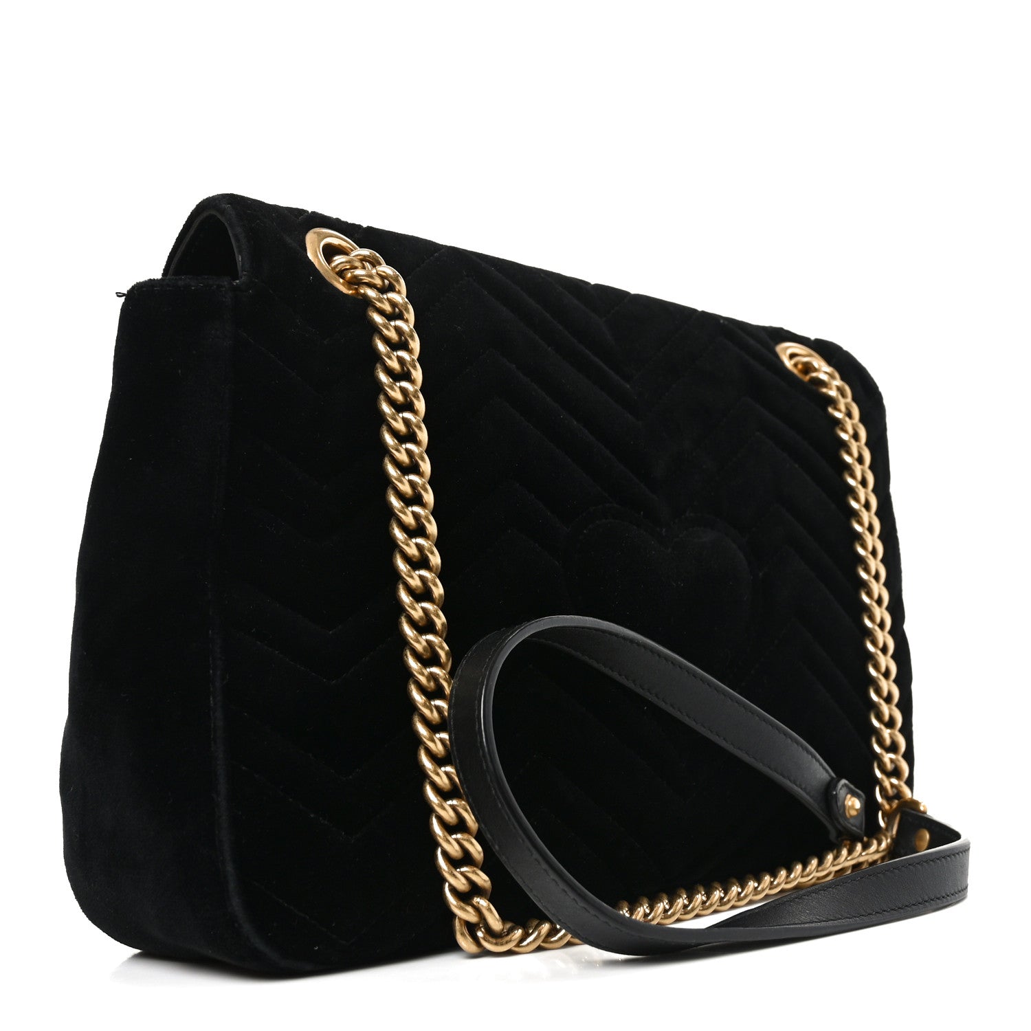 Gucci Velvet Matelasse Medium GG Marmont Shoulder Bag Black 3 of 11