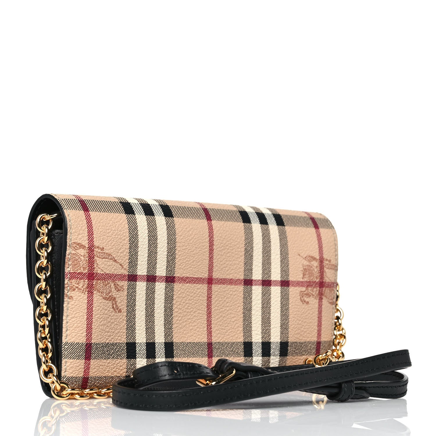 Burberry Haymarket Check Henley Wallet On Chain Black 3 of 8