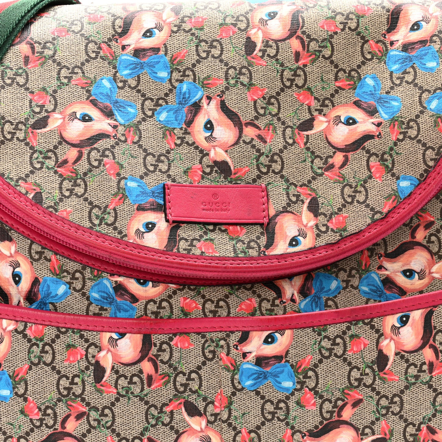 GG Supreme Monogram Fawn Print Diaper Bag Pink Multicolor