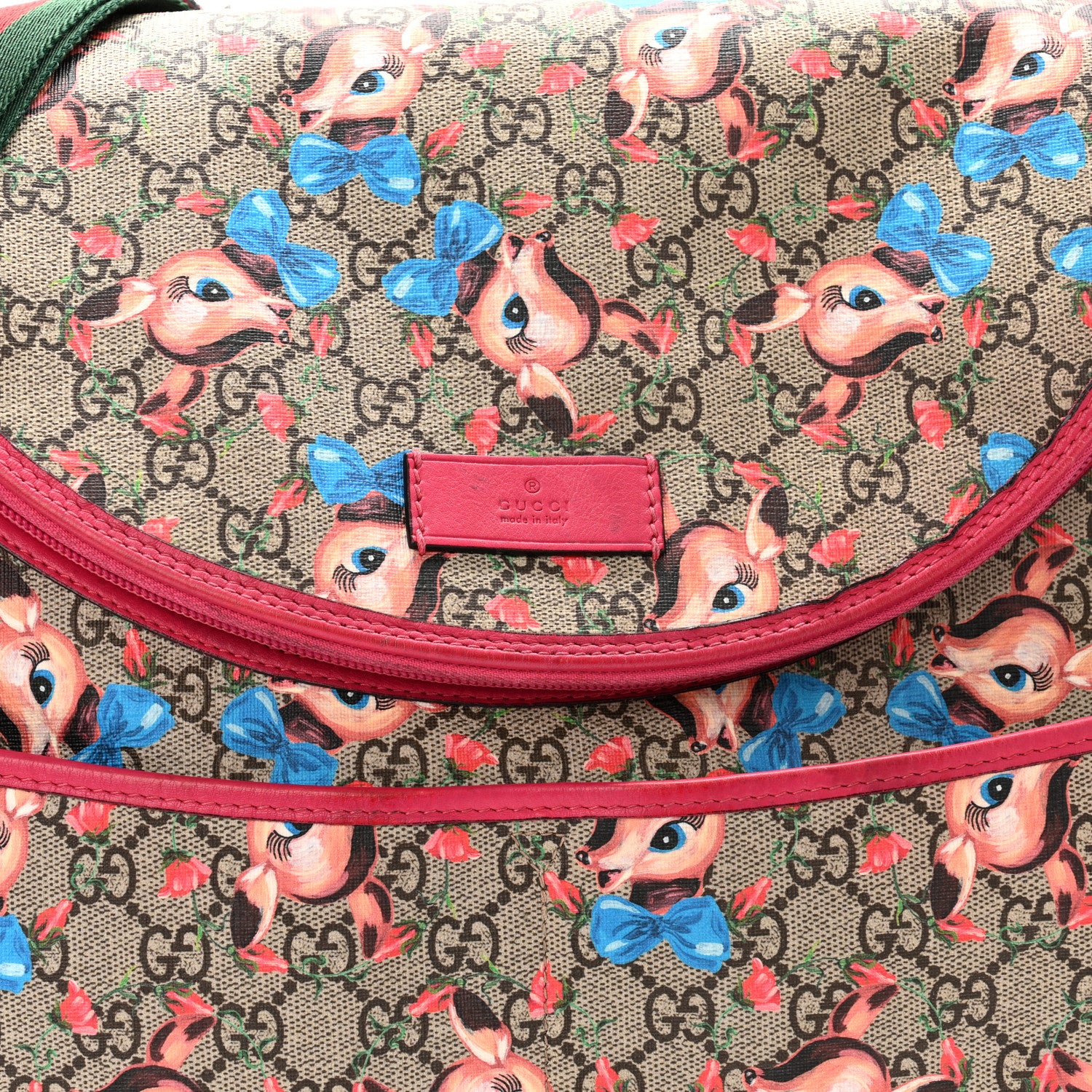 Gucci GG Supreme Monogram Fawn Print Diaper Bag Pink Multicolor 8 of 11