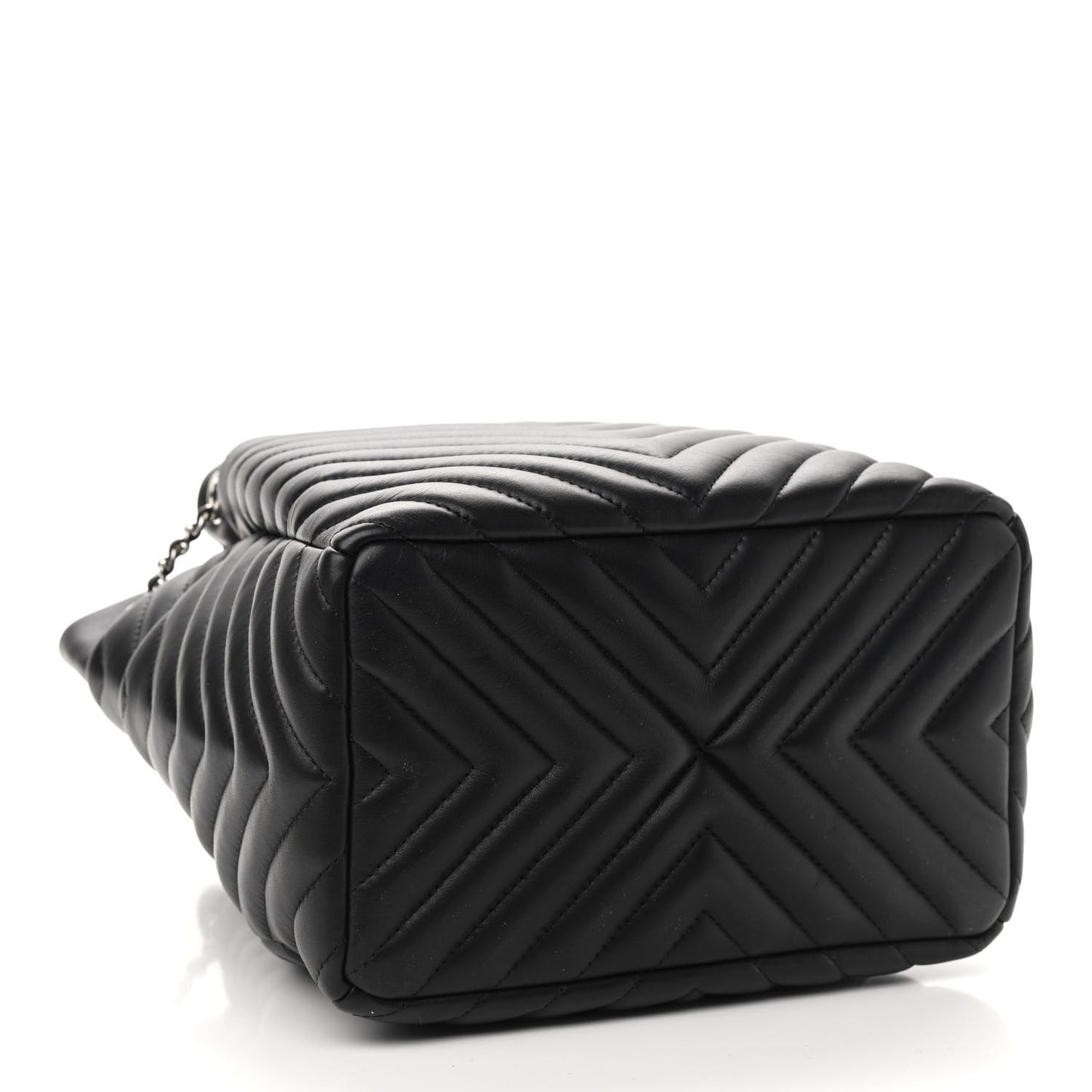 Lambskin Chevron Small Urban Spirit Drawstring Bag Black