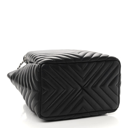 Chanel Lambskin Chevron Small Urban Spirit Drawstring Bag Black 4 of 9