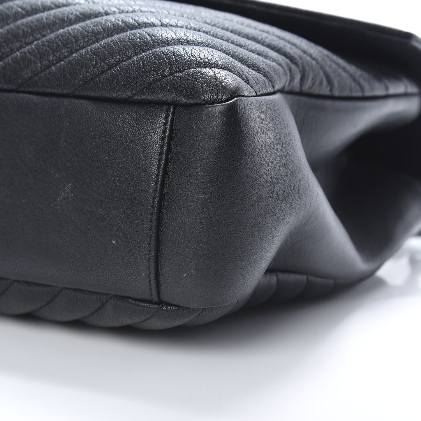 Sheepskin Matelasse Chevron Monogram Large College Satchel Black