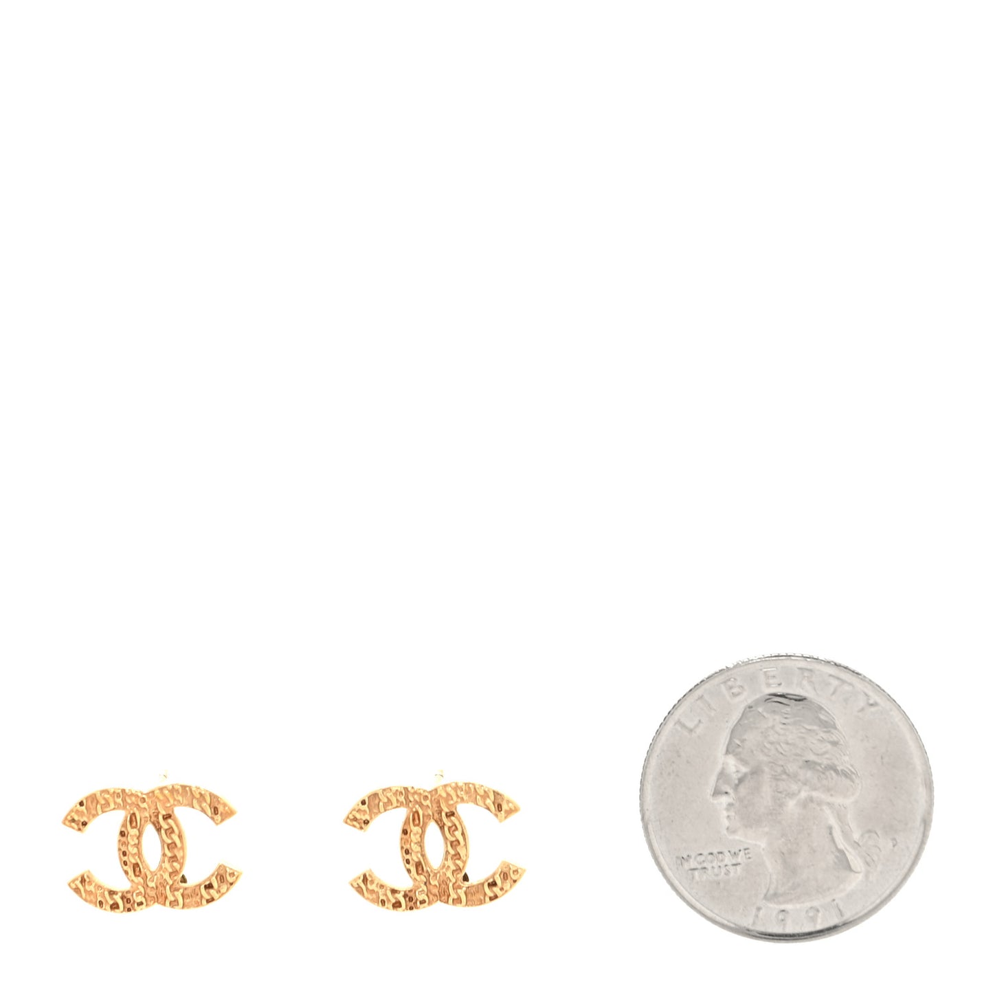 Metal Textured CC Earrings Gold
