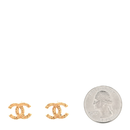 Chanel Metal Textured CC Earrings Gold 2 of 4