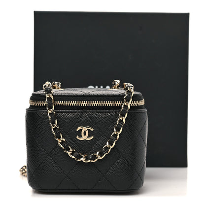 Chanel Caviar Quilted Mini Vanity Case With Chain Black 10 of 10