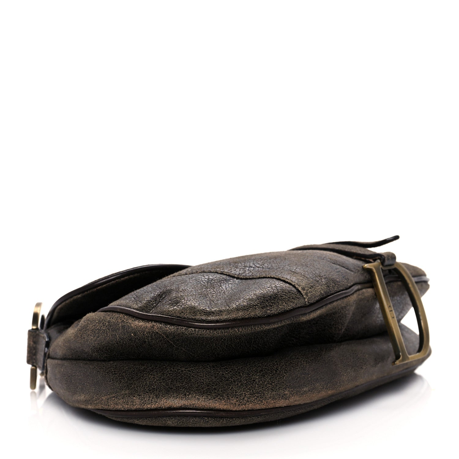 Christian Dior Distressed Calfskin Saddle Bag Brown 4 of 10