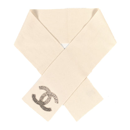 Chanel Cashmere Crystal CC Scarf Ivory 1 of 3