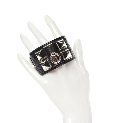Hermes Matte Alligator Collier De Chien CDC Bracelet S Black 2 of 8