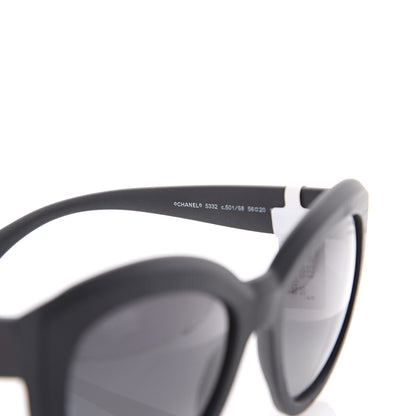 Chanel Tweed Effect CC Polarized Butterfly Signature Sunglasses 5332 Black 5 of 8
