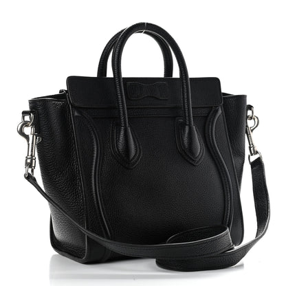 Celine Drummed Calfskin Nano Luggage Black 3 of 11