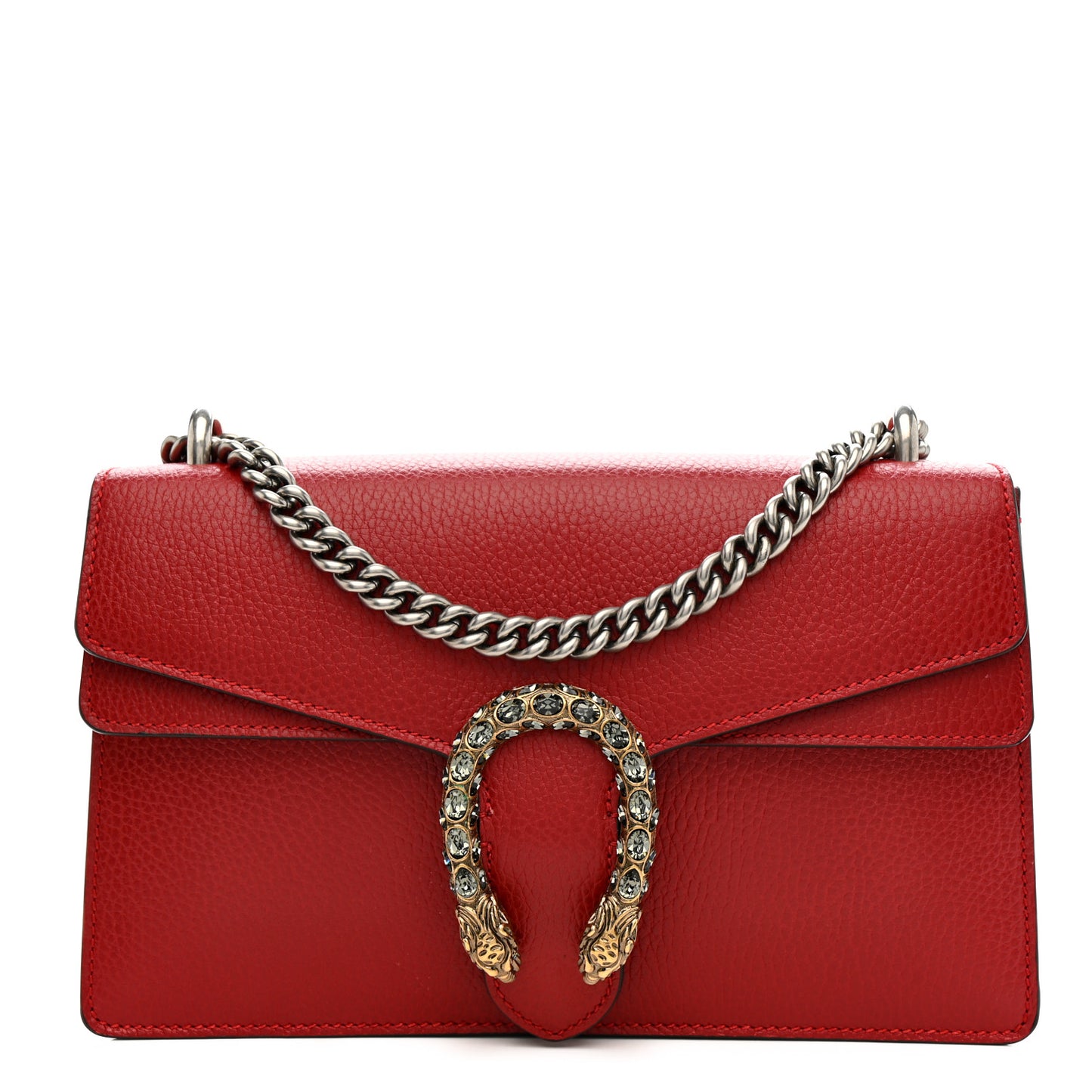 Dollar Calfskin Swarovski Crystal Small Dionysus Shoulder Bag Hibiscus Red