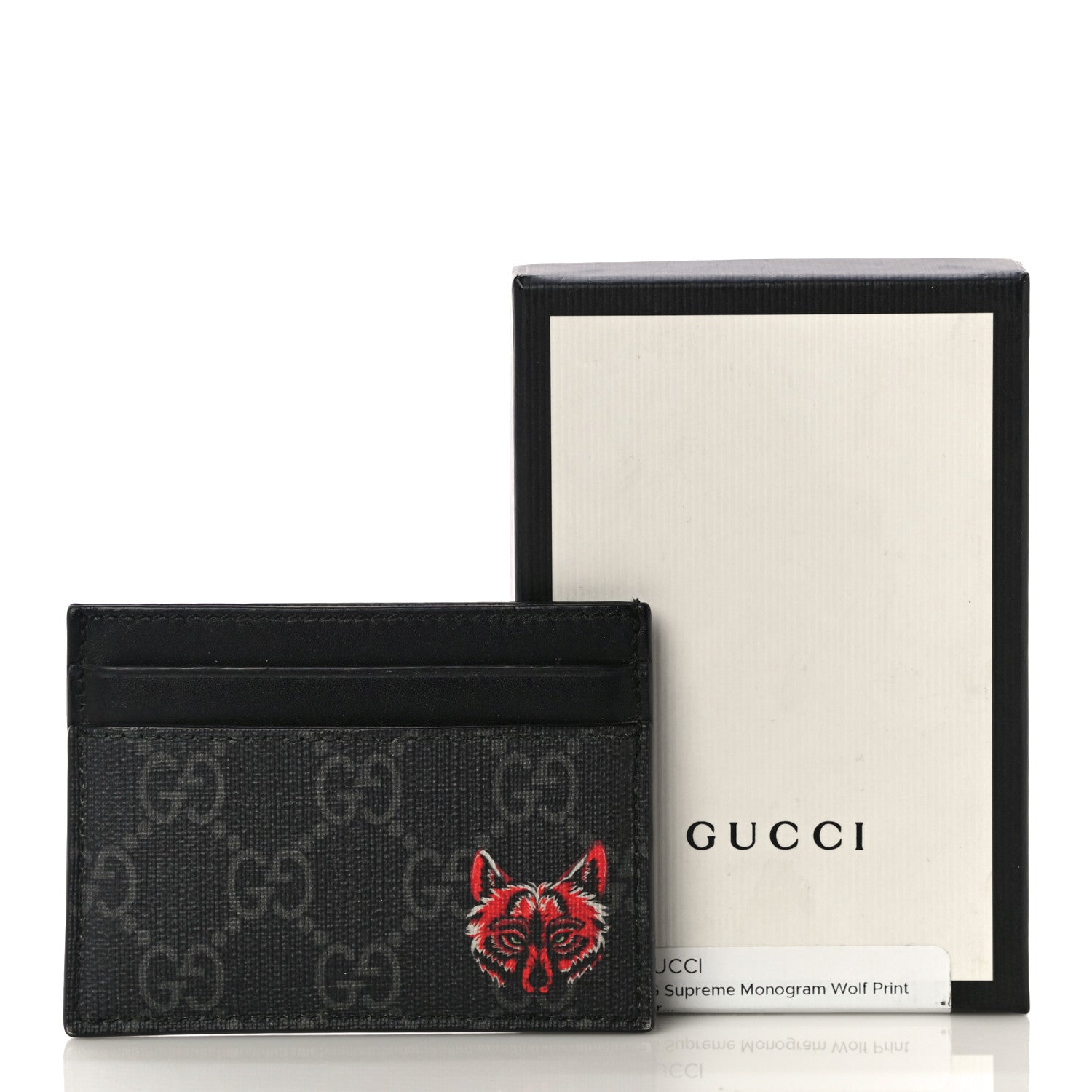 Gucci GG Supreme Monogram Wolf Print Card Holder Black Grey 10 of 10