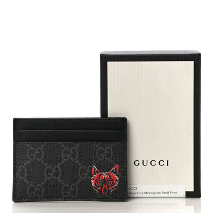 Gucci GG Supreme Monogram Wolf Print Card Holder Black Grey 10 of 10