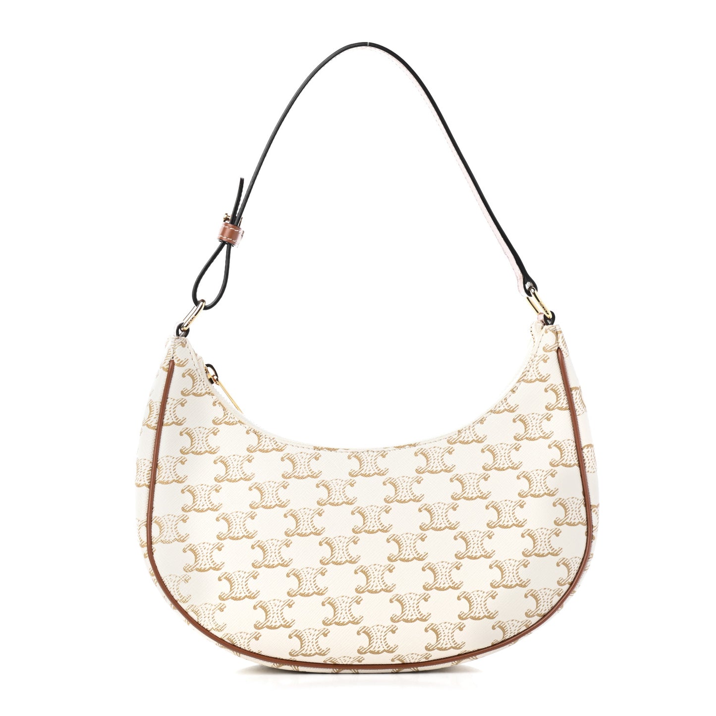 Canvas Calfskin Ava Triomphe Shoulder Bag White
