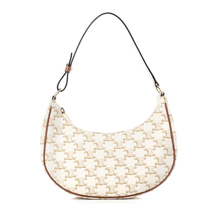 Celine Canvas Calfskin Ava Triomphe Shoulder Bag White 1 of 5