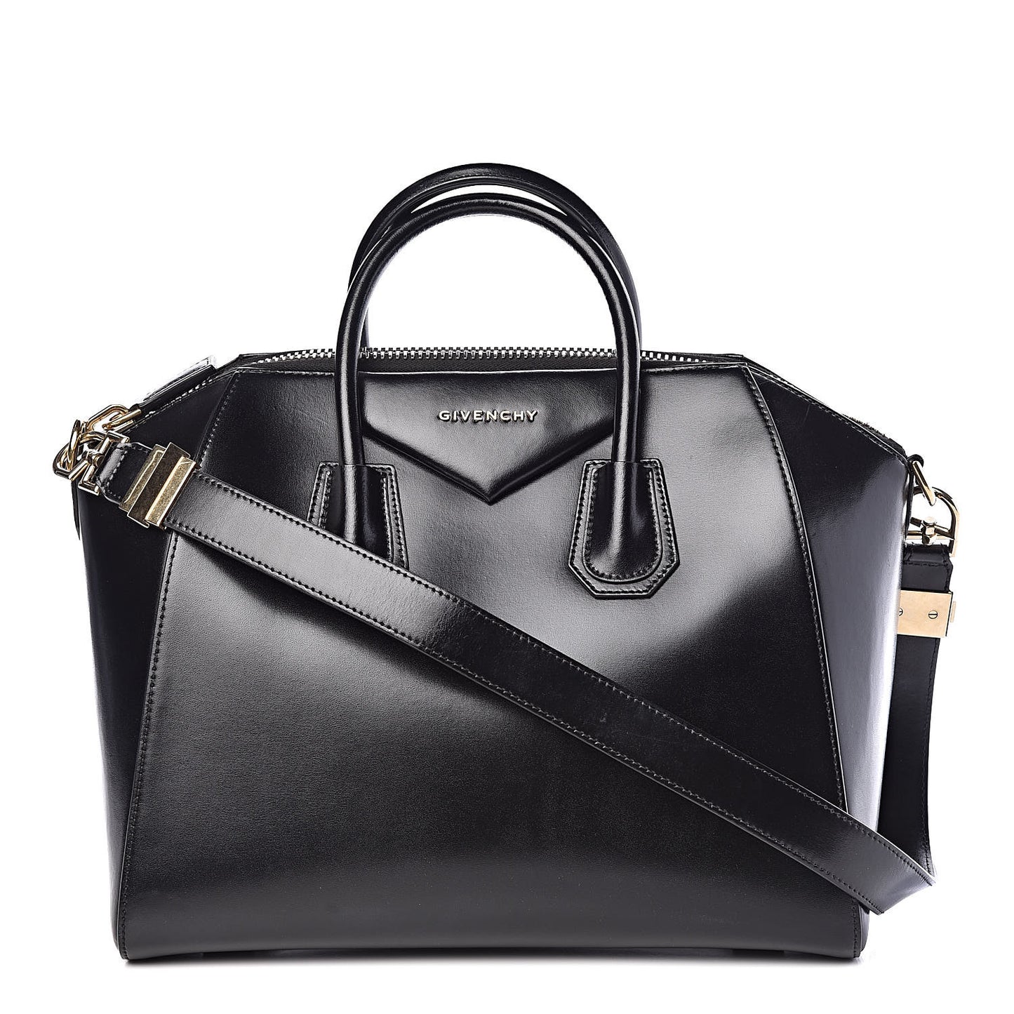 Shiny Lord Calfskin Medium Antigona Black