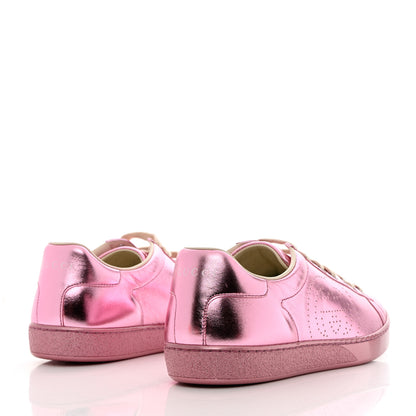 Gucci Metallic Nappa Interlocking G Perforated Womens Ace Sneakers 40 Rosa 4 of 11