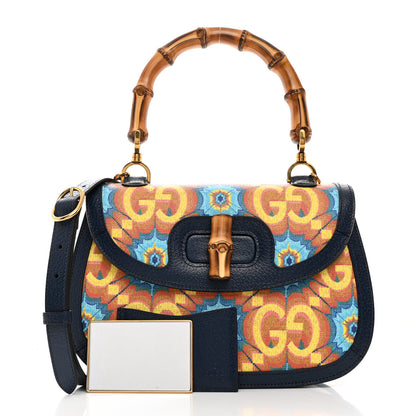 Gucci Calfskin Kaleidoscope Medium Bamboo 1947 Top Handle Bag Blue Orange Multicolor Blue Agata 2 of 10