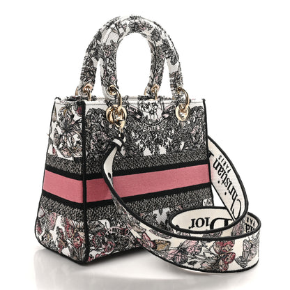Christian Dior Canvas Embroidered Medium Butterfly Around The World Lady D-Lite White Pastel Pink 2 of 9