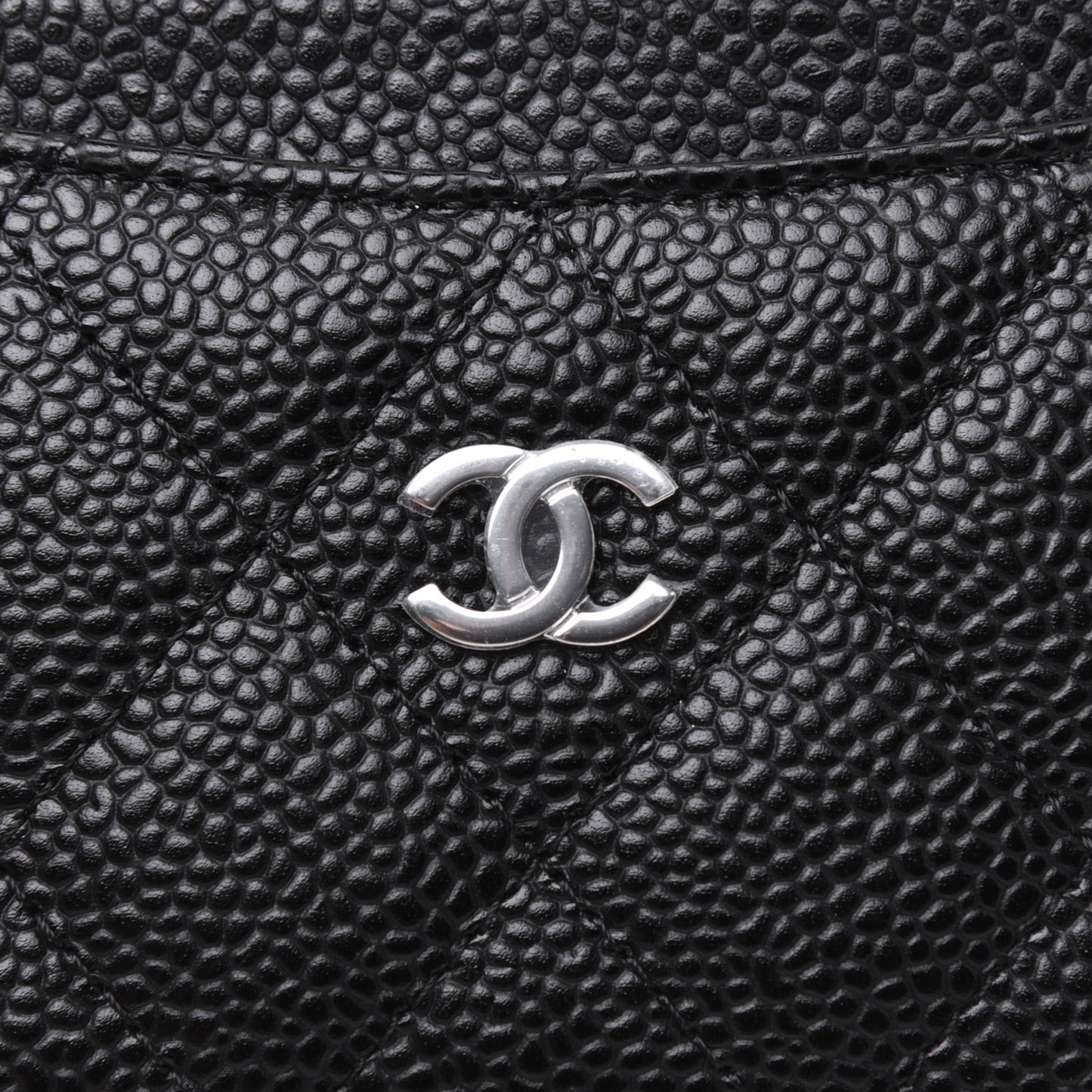 Caviar Quilted Card Holder Black