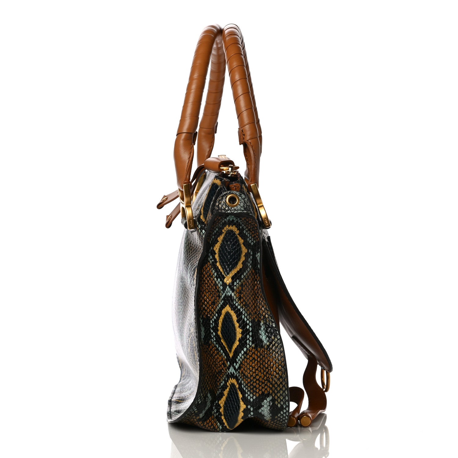 Chloe Snakeskin Calfskin Embossed Medium Marcie Satchel Multicolor 10 of 12