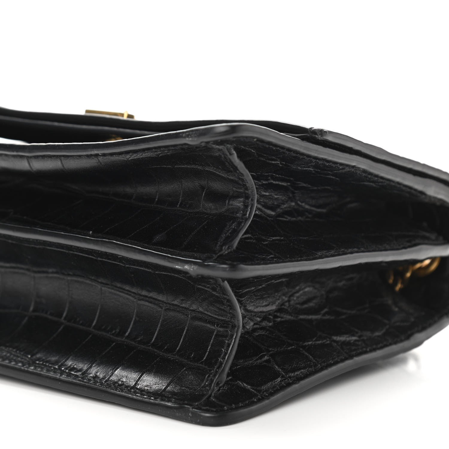 Saint Laurent Calfskin Crocodile Embossed Small Monogram Sunset Black 9 of 9