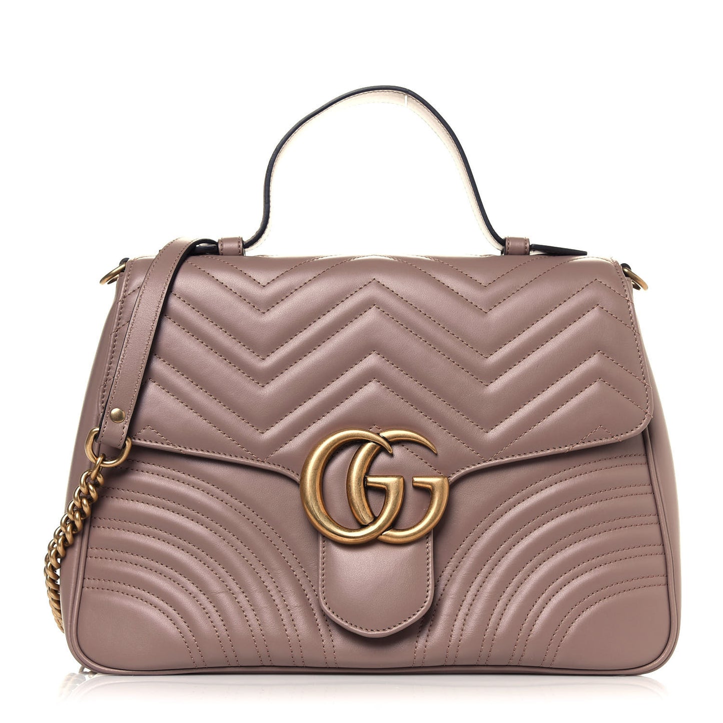 Calfskin Matelasse Medium GG Marmont Top Handle Shoulder Bag Porcelain Rose
