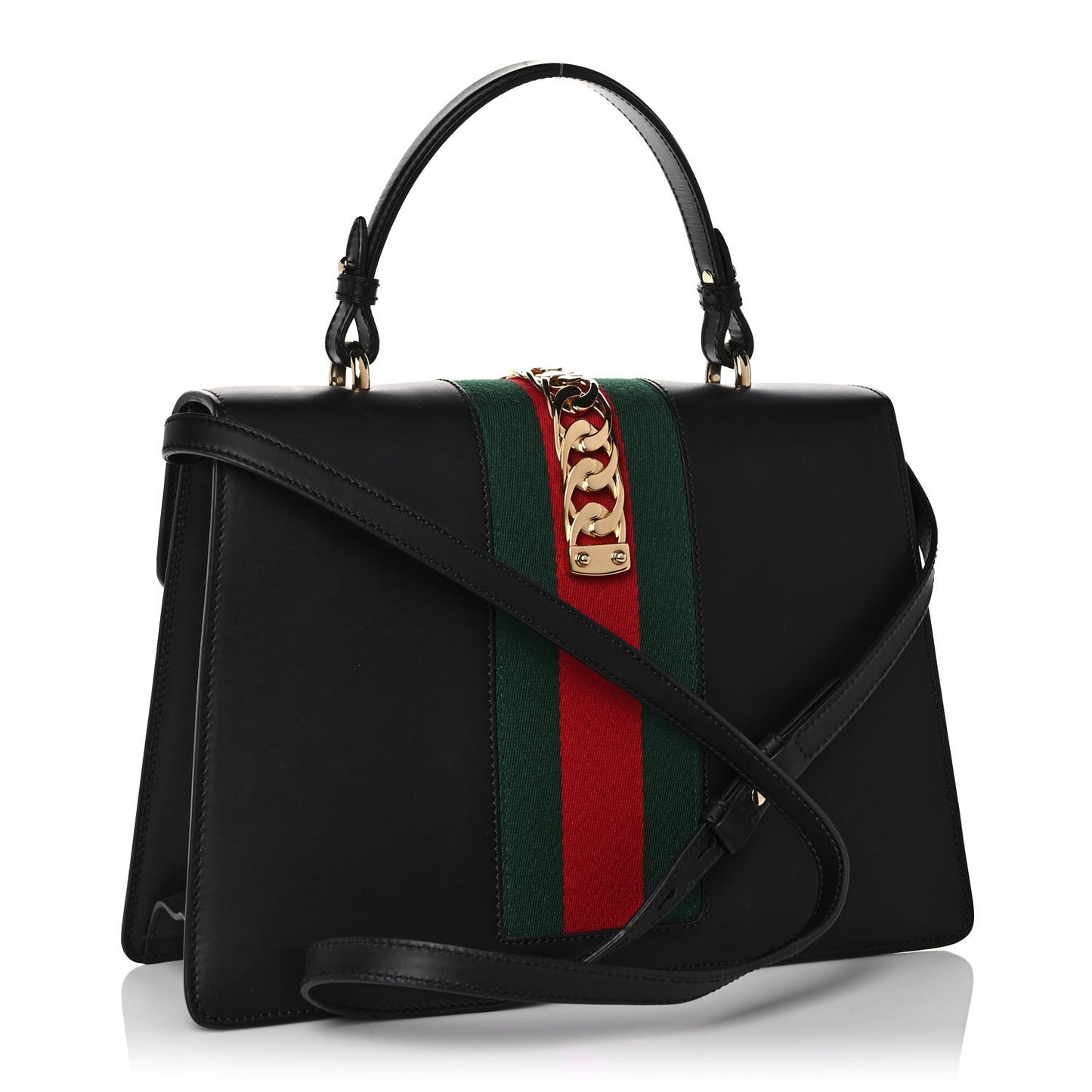 Calfskin Medium Sylvie Top Handle Bag Black