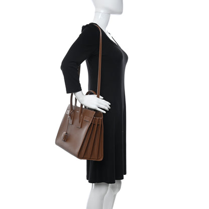 Saint Laurent Grained Calfskin Topstitch Small Sac De Jour Cognac 2 of 13