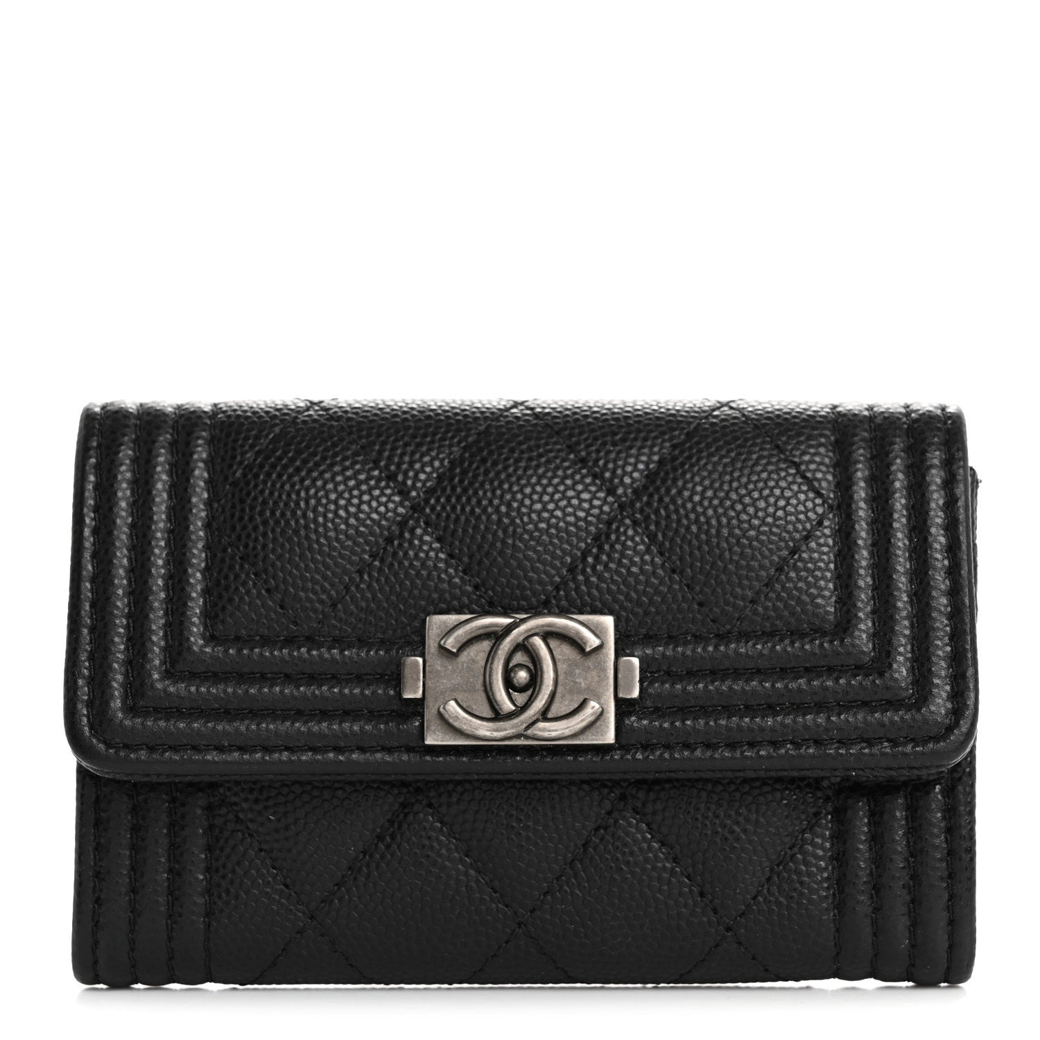 Chanel Caviar Quilted Boy Flap Card Holder Black 1 of 9