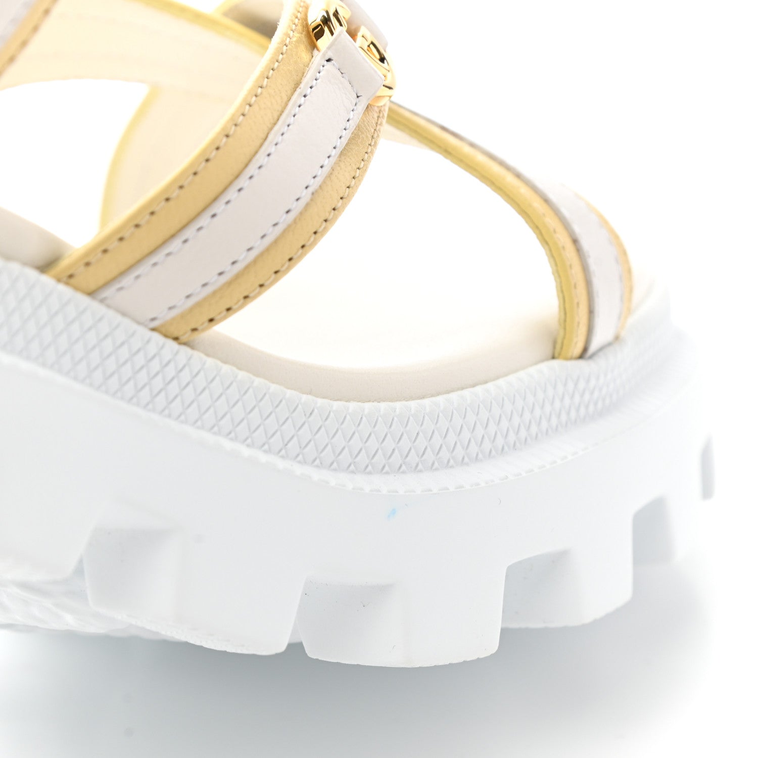 Gucci Nappa Platform Lug Sole Sandals 37 White Butter 8 of 9