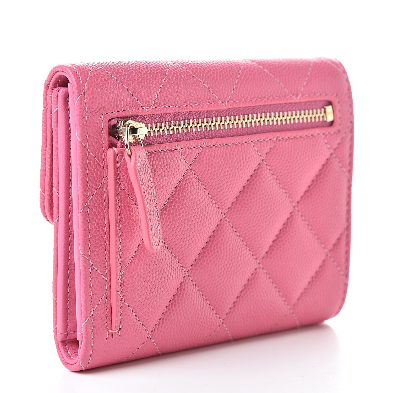 Chanel Caviar Quilted Compact Flap Wallet Pink 3 of 9