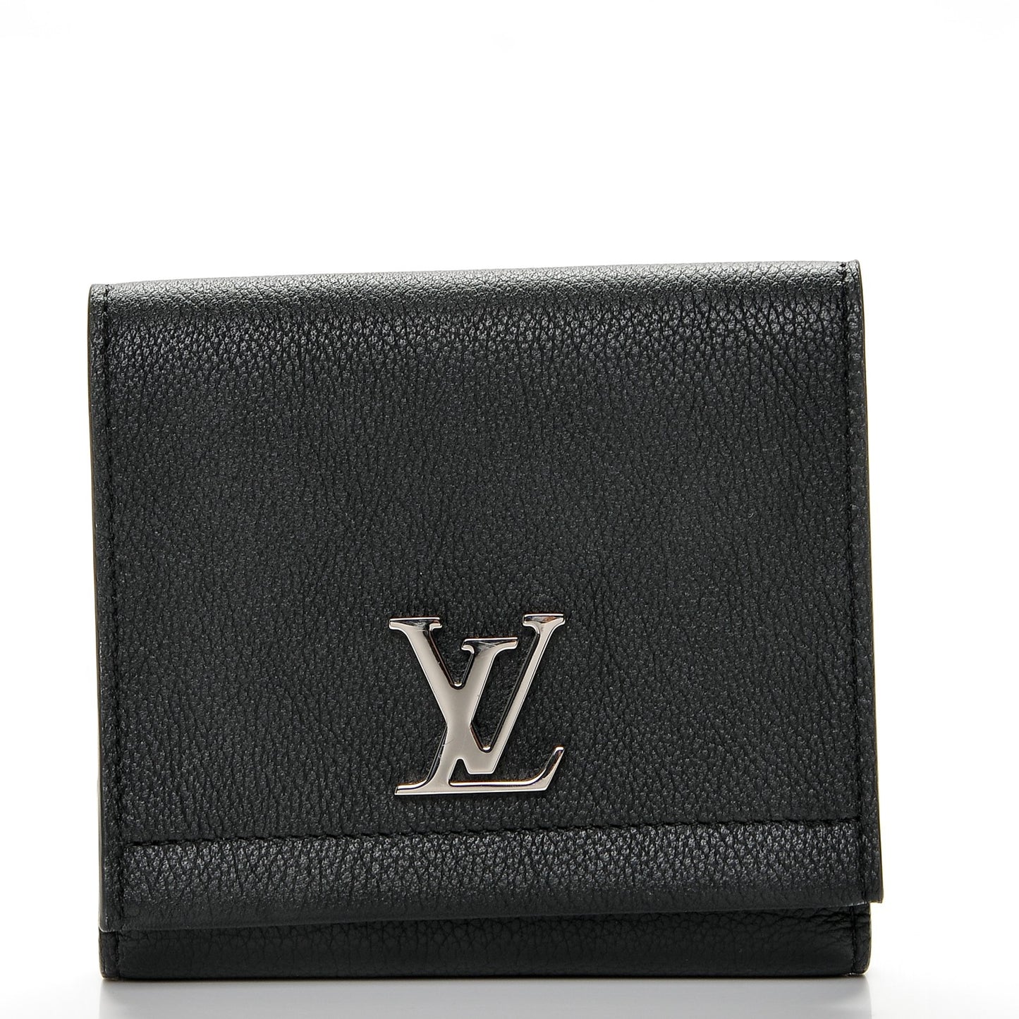 Calfskin LockMe II Compact Wallet Black