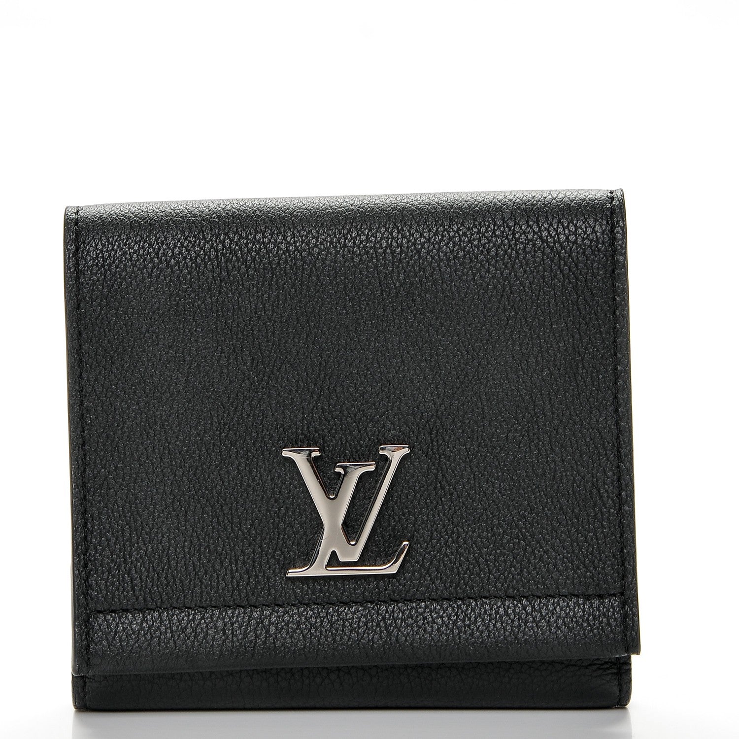 Louis Vuitton Calfskin LockMe II Compact Wallet Black 1 of 6