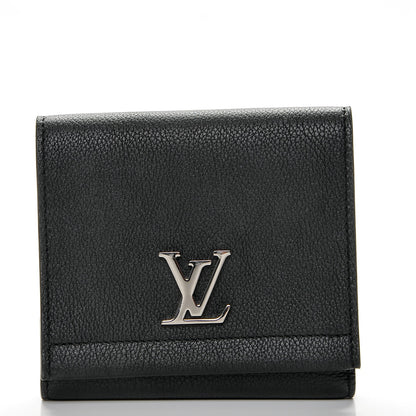 Louis Vuitton Calfskin LockMe II Compact Wallet Black 1 of 6