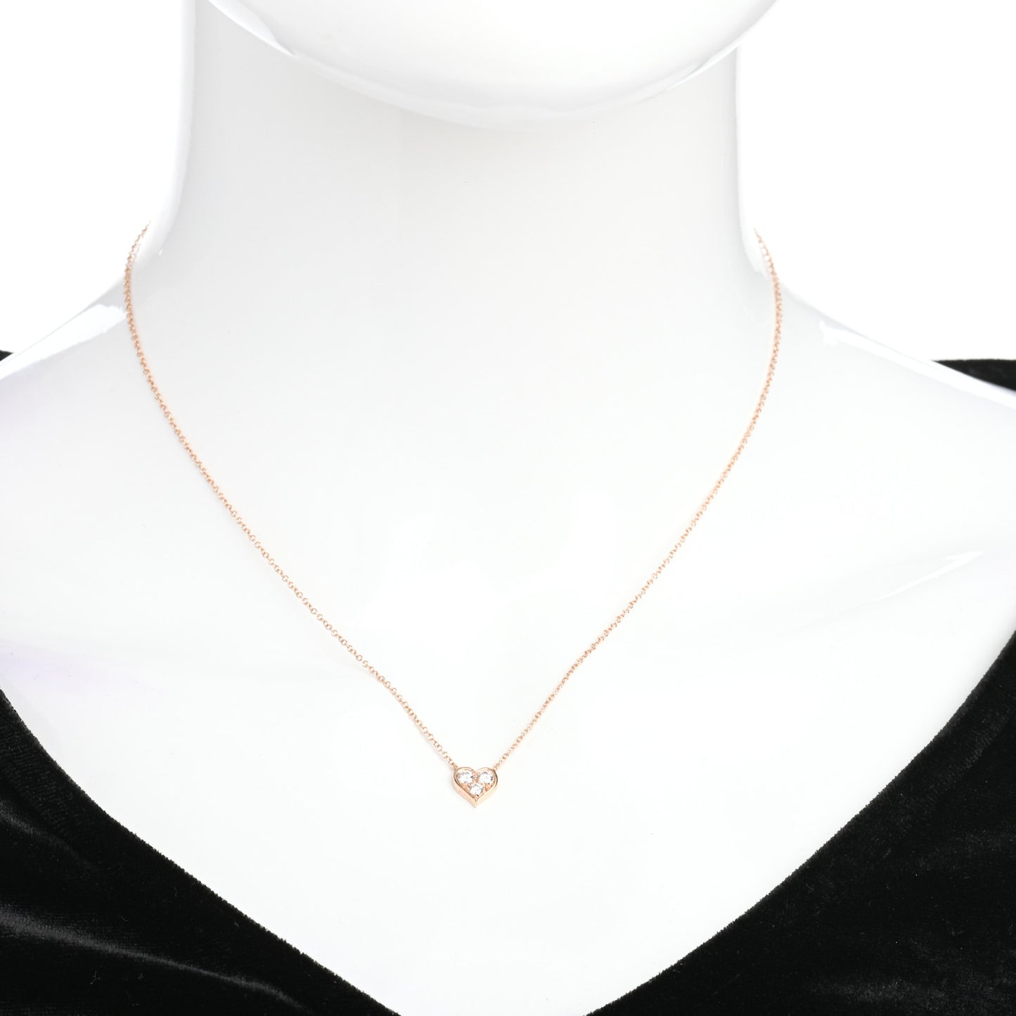 18K Rose Gold Diamond Heart Pendant Necklace