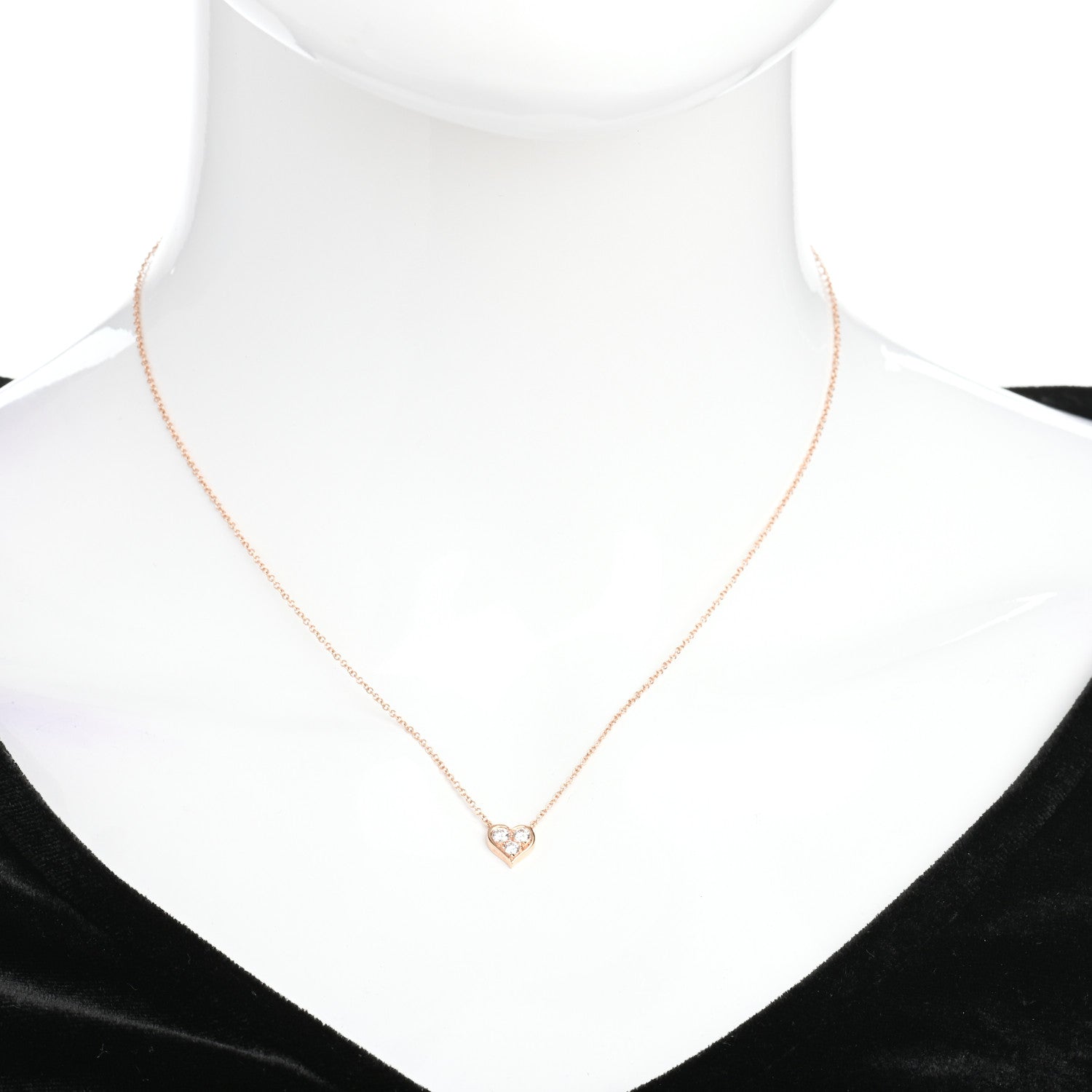 Tiffany 18K Rose Gold Diamond Heart Pendant Necklace 2 of 5