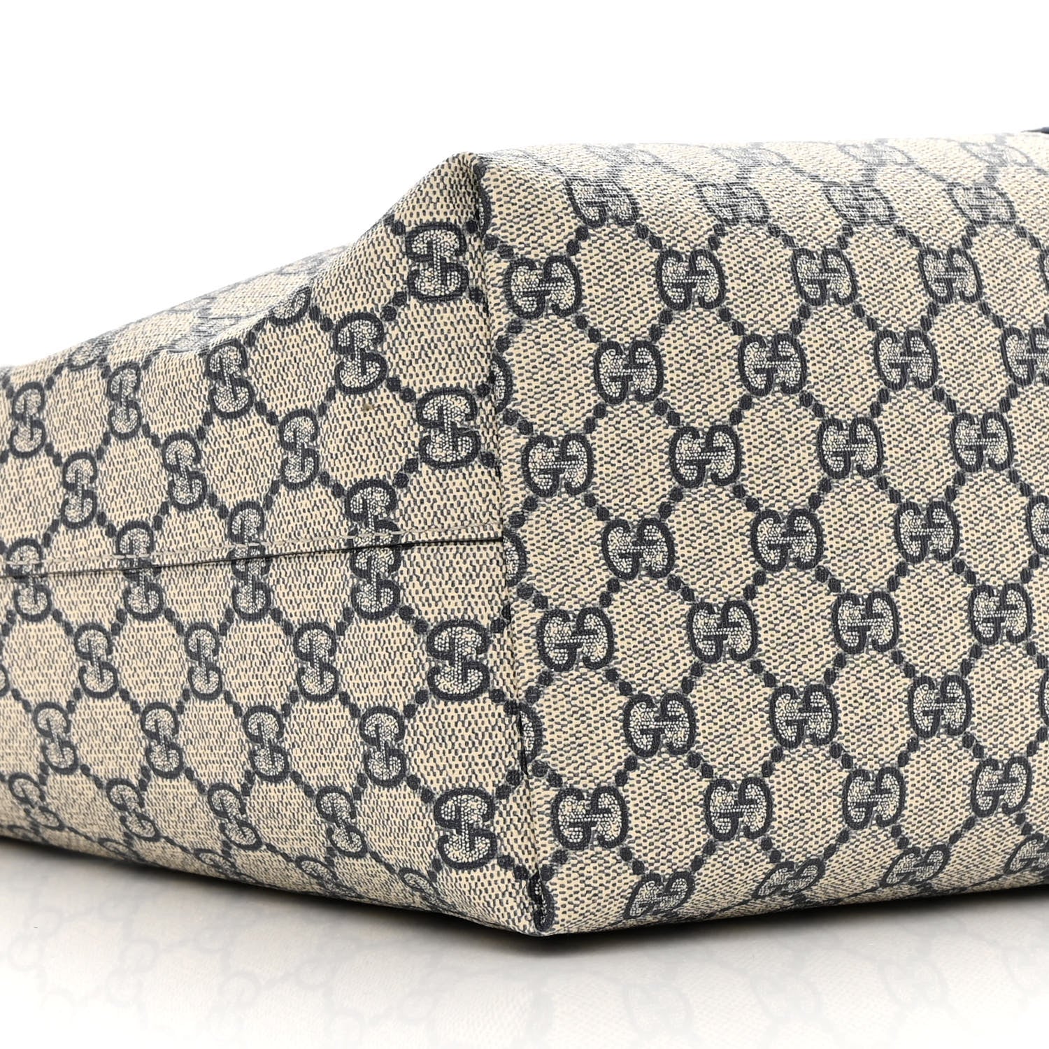 Gucci GG Supreme Monogram Textured Calfskin Web Medium Ophidia Shopping Tote Beige Blue 9 of 13